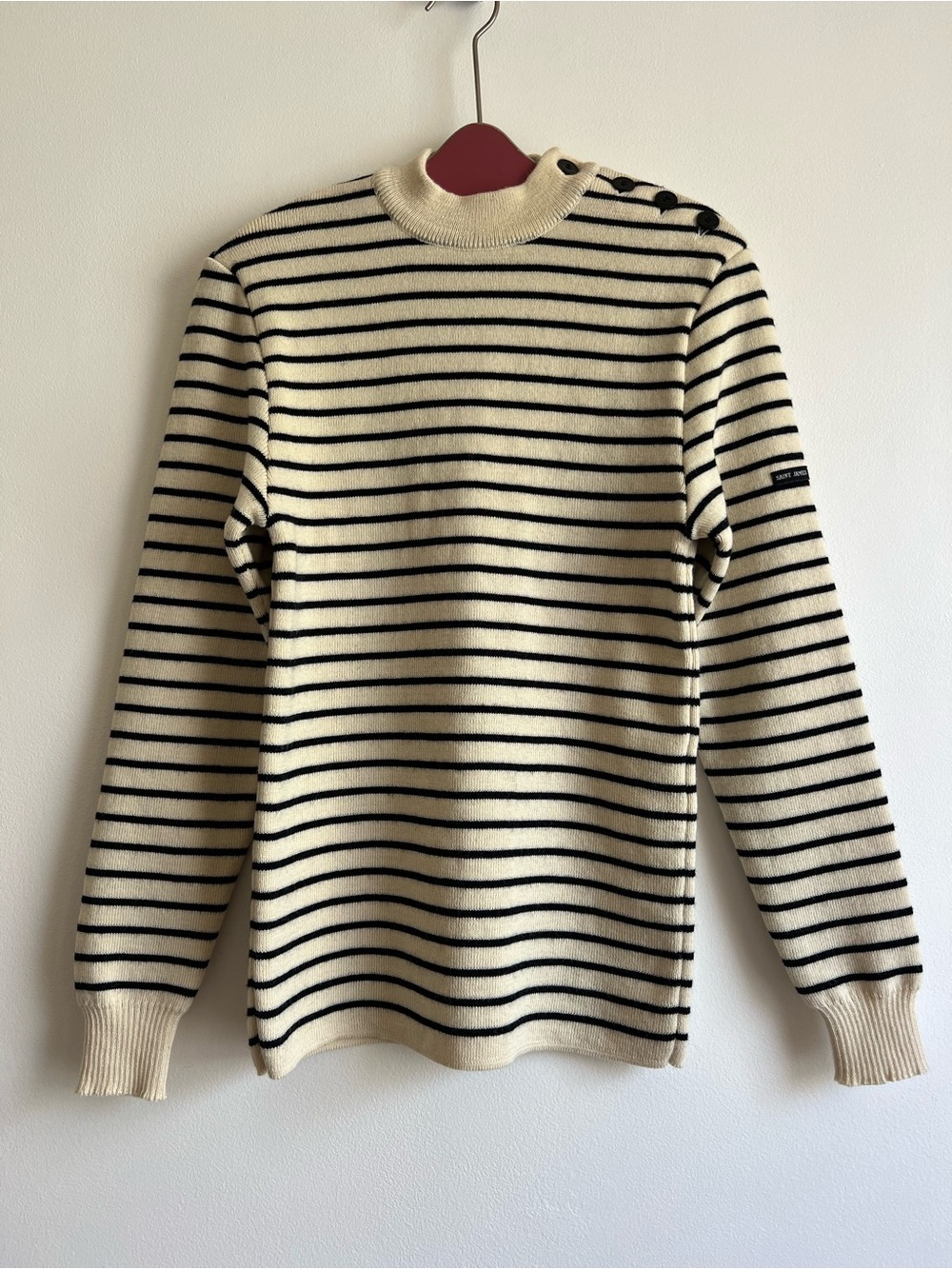 Saint James Striped Wool Sweater Cream/Navy Blue